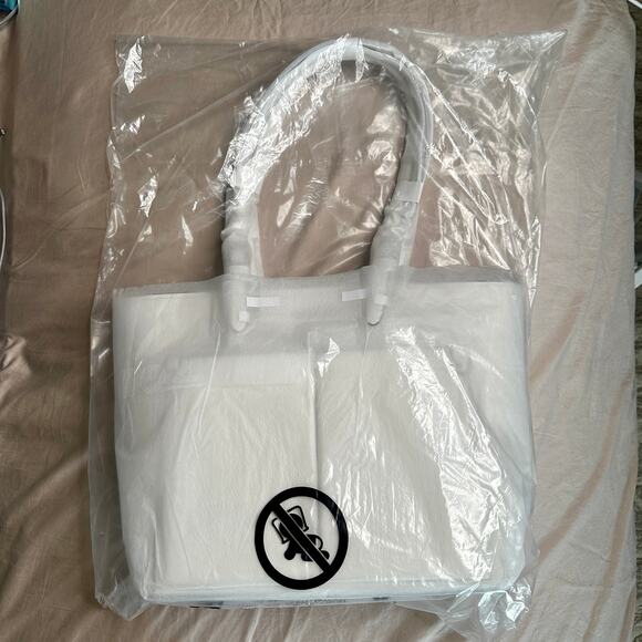 MICHAEL KORS Jet Set Travel Medium Pocket Tote Bag Optic White NEW - Picture 2 of 9